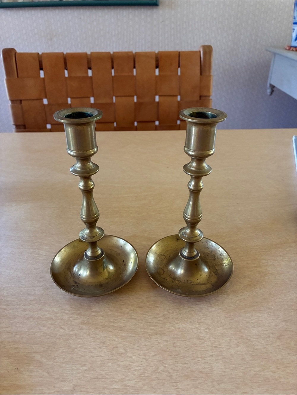 Vintage brass candlesticks, heavy!